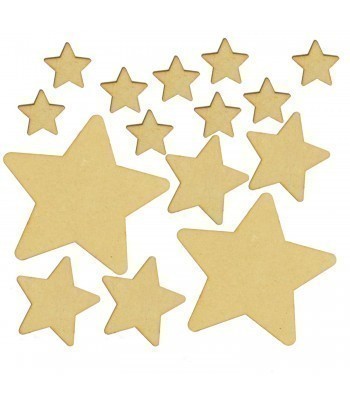 Laser Cut 3mm Plain Chunky Star Shapes - Size Options